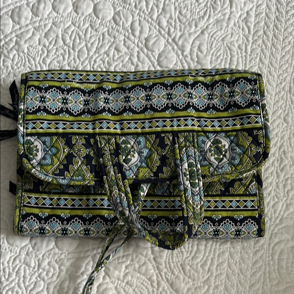 Vera Bradley Handbags - Vera Bradley Green and Blue Cosmetic Bag with Geometric Design